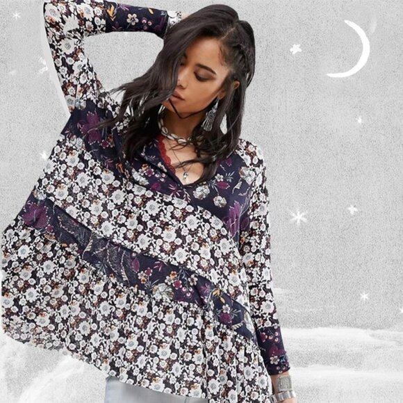 Free People Tops - Free People Isabelle Tunic Swing Top Oversized Boho with Fabulous Sleeves